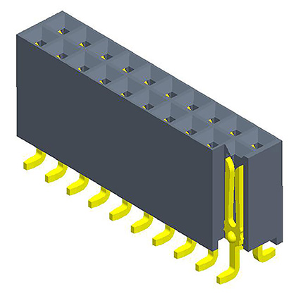 2.00mmFemale Header  Dual Row SMT Y-type（with post/cap）